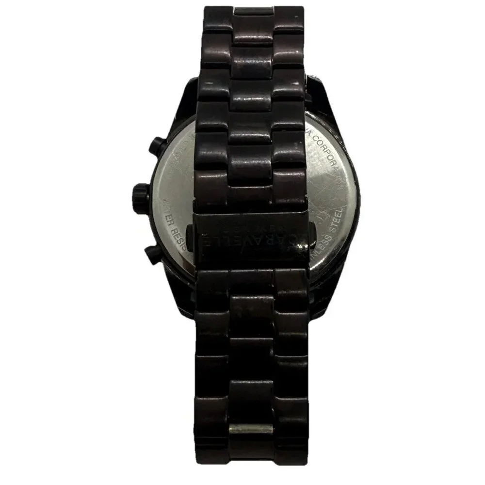 Caravelle New York by Bulova 45B122 Chronograph Quartz Men Watch Black Stainless